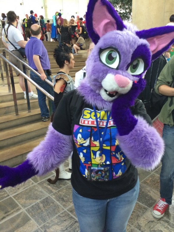 Very friendly cosplayer with awesome Sonic shirt! 